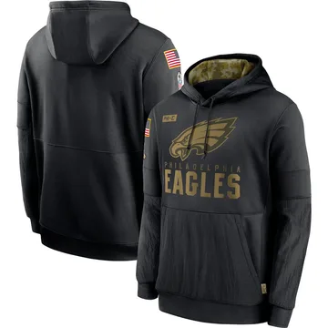 Men's Nike Philadelphia Eagles Black 2020 Salute to Service Sideline Performance Pullover Hoodie -