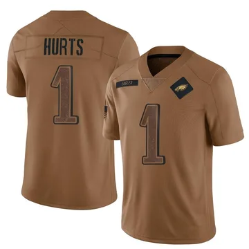 Men's Nike Philadelphia Eagles Jalen Hurts Brown 2023 Salute To Service Jersey - Limited