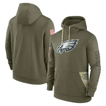 Men's Nike Philadelphia Eagles Olive 2022 Salute to Service Therma Performance Pullover Hoodie -
