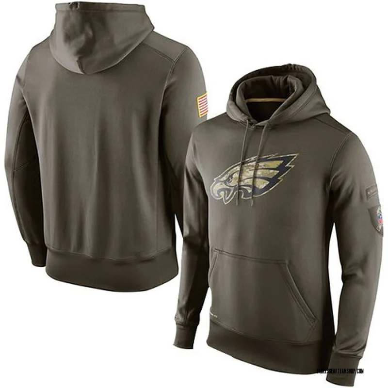 Men's Nike Philadelphia Eagles Olive Salute to Service KO Performance Hoodie