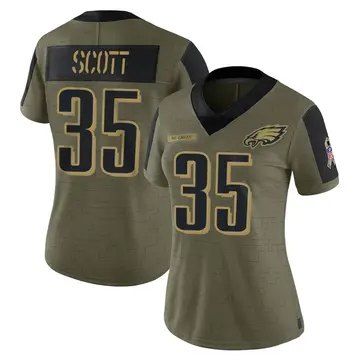 Women's Nike Philadelphia Eagles Boston Scott Olive 2021 Salute To Service Jersey - Limited