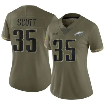 Women's Nike Philadelphia Eagles Boston Scott Olive 2022 Salute To Service Jersey - Limited