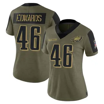 Women's Nike Philadelphia Eagles Herman Edwards Olive 2021 Salute To Service Jersey - Limited