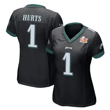 Women's Nike Philadelphia Eagles Jalen Hurts Black Alternate Super Bowl LIX Jersey - Game