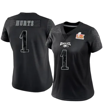Women's Nike Philadelphia Eagles Jalen Hurts Black Reflective Super Bowl LIX Jersey - Limited