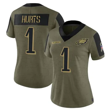 Women's Nike Philadelphia Eagles Jalen Hurts Olive 2021 Salute To Service Jersey - Limited