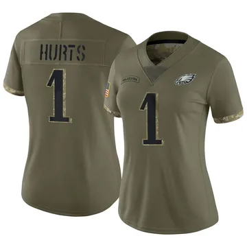 Women's Nike Philadelphia Eagles Jalen Hurts Olive 2022 Salute To Service Jersey - Limited