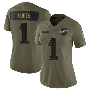Women's Nike Philadelphia Eagles Jalen Hurts Olive 2025 Salute to Service Jersey - Limited