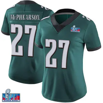 Women's Nike Philadelphia Eagles Zech McPhearson Green Midnight Team Color Vapor Untouchable Super Bowl LVII Patch Jersey - Limi