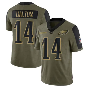 Youth Nike Philadelphia Eagles Andy Dalton Olive 2021 Salute To Service Jersey - Limited