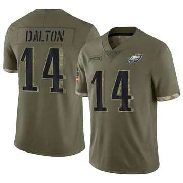 Youth Nike Philadelphia Eagles Andy Dalton Olive 2022 Salute To Service Jersey - Limited