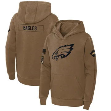 Youth Philadelphia Eagles Brown 2023 Salute to Service Club Fleece Pullover Hoodie