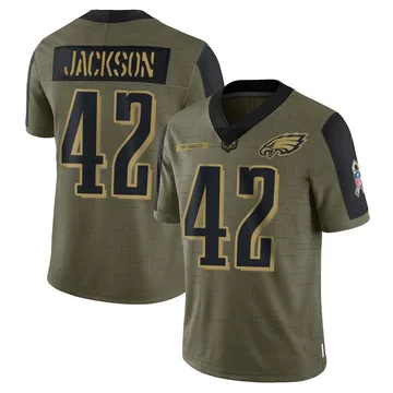 Youth Nike Philadelphia Eagles Giles Jackson Olive 2021 Salute To Service Jersey - Limited
