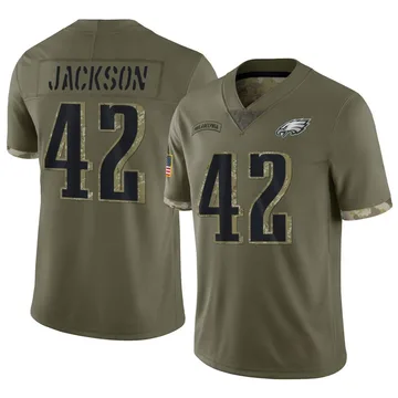 Youth Nike Philadelphia Eagles Giles Jackson Olive 2022 Salute To Service Jersey - Limited