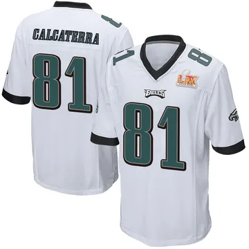 Youth Nike Philadelphia Eagles Grant Calcaterra White Super Bowl LIX Jersey - Game