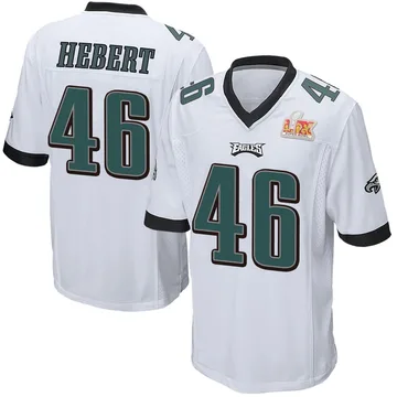 Youth Nike Philadelphia Eagles Griffin Hebert White Super Bowl LIX Jersey - Game