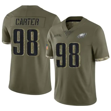 Youth Nike Philadelphia Eagles Jalen Carter Olive 2022 Salute To Service Jersey - Limited