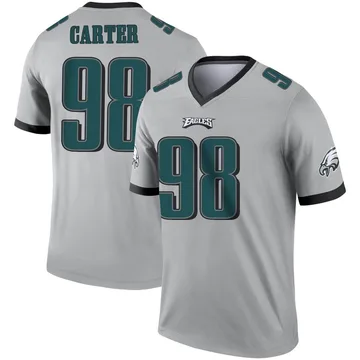 Youth Nike Philadelphia Eagles Jalen Carter Silver Inverted Jersey - Legend