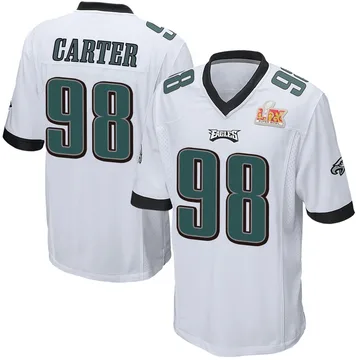 Youth Nike Philadelphia Eagles Jalen Carter White Super Bowl LIX Jersey - Game