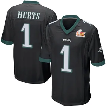 Youth Nike Philadelphia Eagles Jalen Hurts Black Alternate Super Bowl LIX Jersey - Game