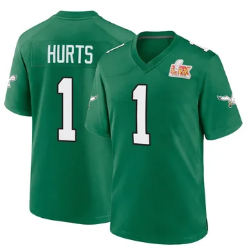 Youth Nike Philadelphia Eagles Jalen Hurts Green Kelly Alternate Super Bowl LIX Jersey - Game
