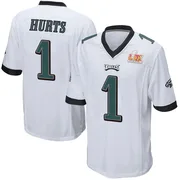 Youth Nike Philadelphia Eagles Jalen Hurts White Super Bowl LIX Jersey - Game