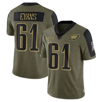 Youth Nike Philadelphia Eagles Joe Evans Olive 2021 Salute To Service Jersey - Limited