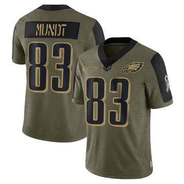 Youth Nike Philadelphia Eagles Johnny Mundt Olive 2021 Salute To Service Jersey - Limited