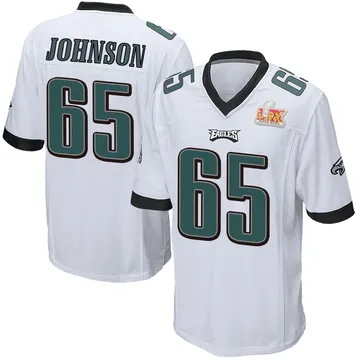 Youth Nike Philadelphia Eagles Lane Johnson White Super Bowl LIX Jersey - Game
