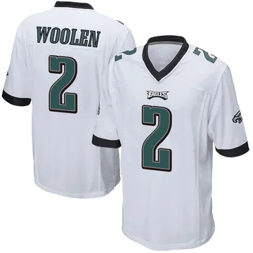 Youth Nike Philadelphia Eagles Riq Woolen White Jersey - Game