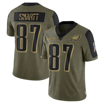 Youth Nike Philadelphia Eagles Stone Smartt Olive 2021 Salute To Service Jersey - Limited