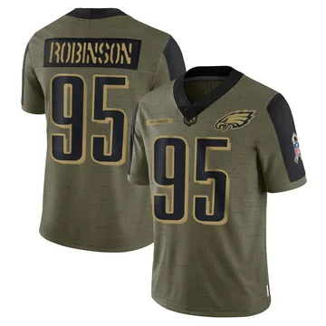Youth Nike Philadelphia Eagles Ty Robinson Olive 2021 Salute To Service Jersey - Limited