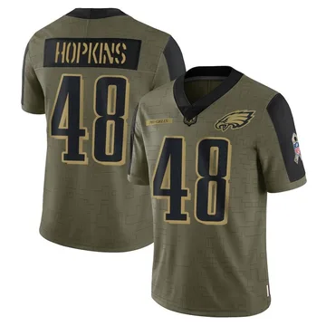 Youth Nike Philadelphia Eagles Wes Hopkins Olive 2021 Salute To Service Jersey - Limited