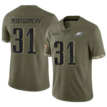 Youth Nike Philadelphia Eagles Wilbert Montgomery Olive 2022 Salute To Service Jersey - Limited
