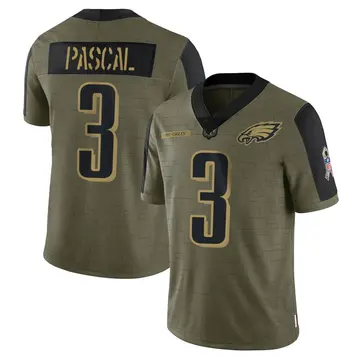 Youth Nike Philadelphia Eagles Zach Pascal Olive 2021 Salute To Service Jersey - Limited